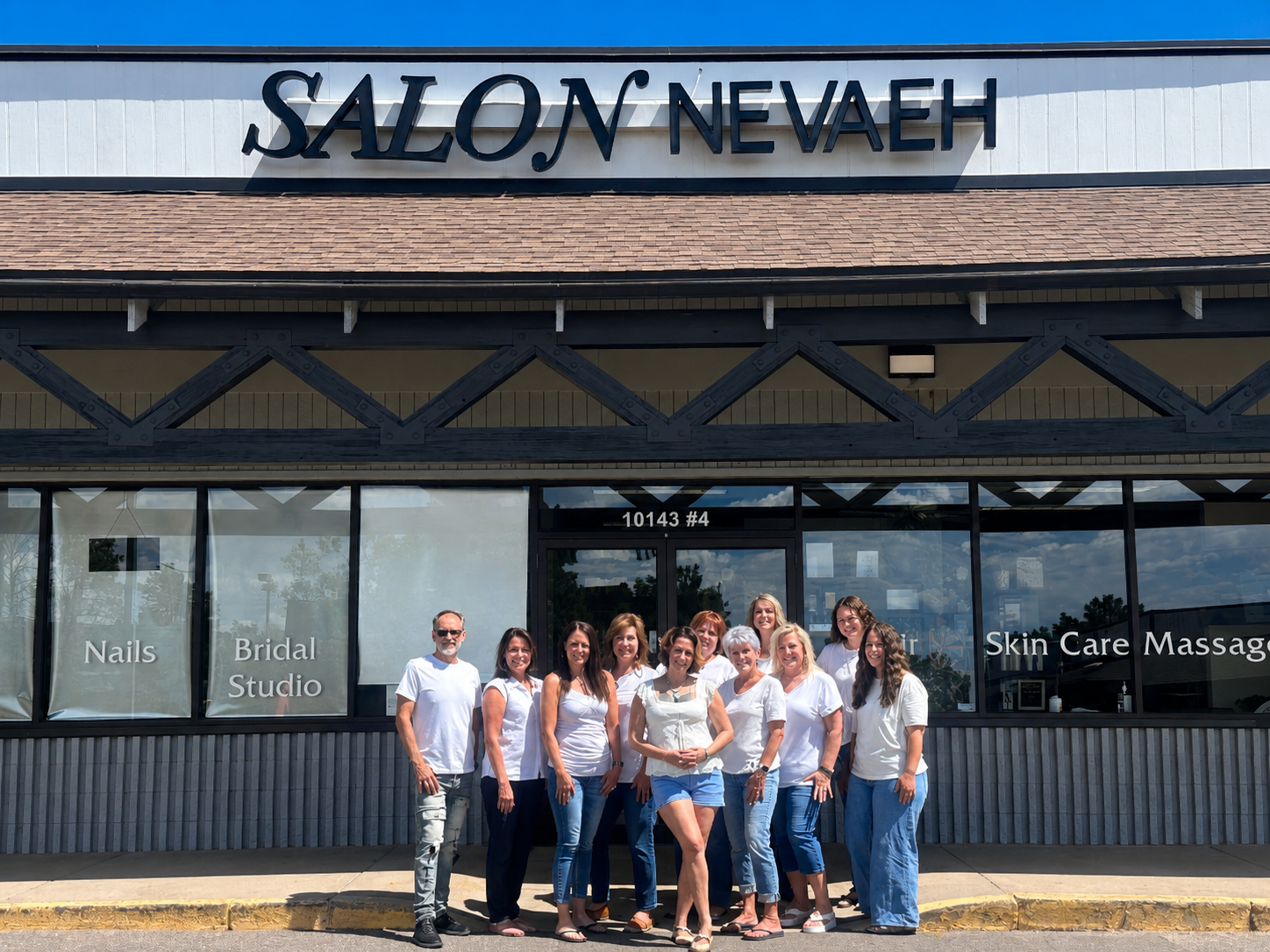 The Salon Nevaeh and Day Spa team outside the salon in Littleton, CO